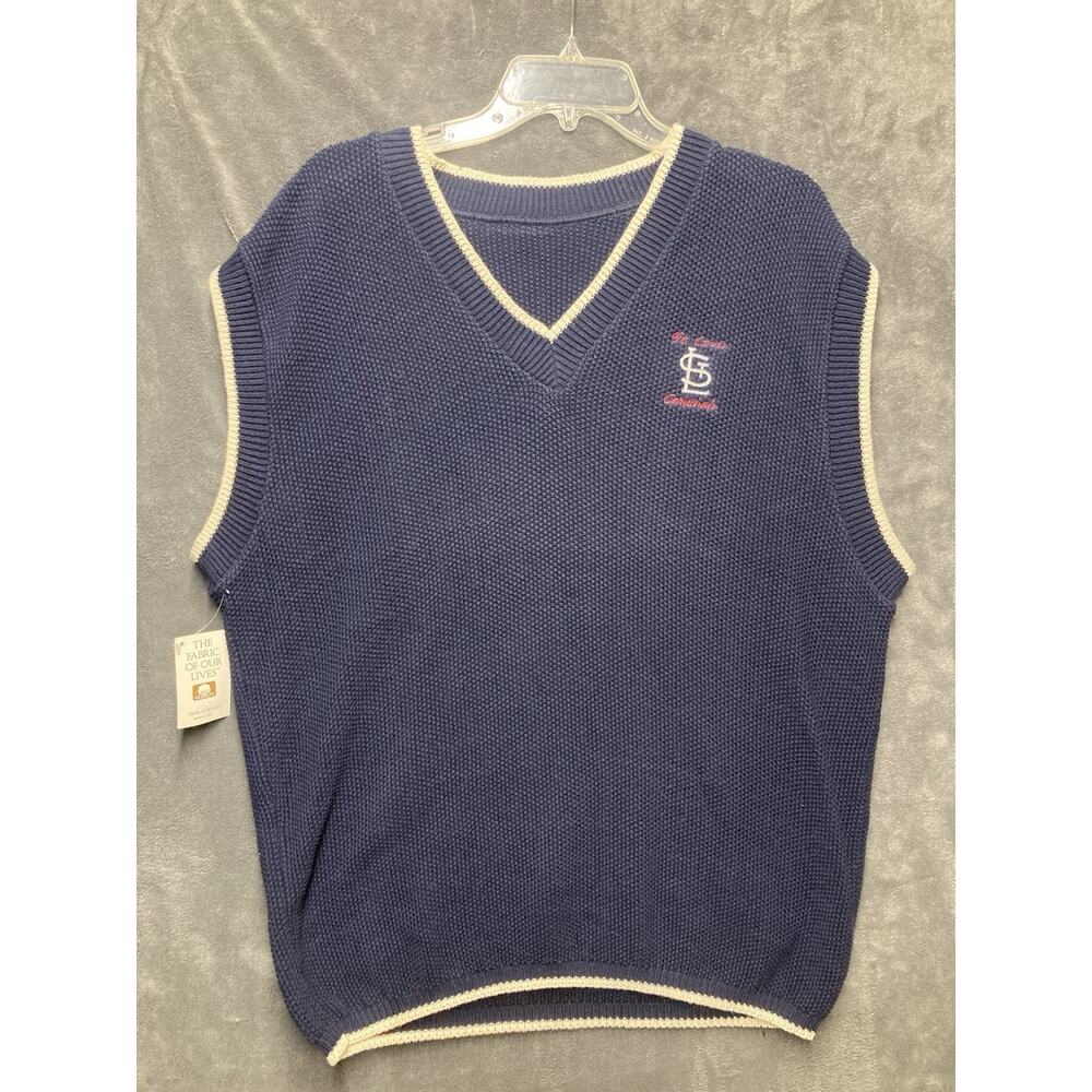 Y2K VTG St.Louis Cardinals Sweater Vest Men L Grandpa Academia Golf Grunge NEW